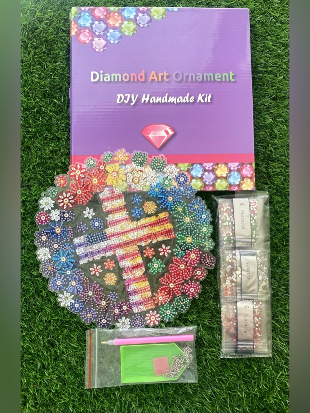 Diamond Painting Ornament Kit Cross Wreath DIY Craft - New OB